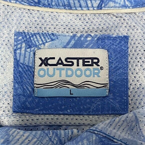 XCaster | Men's Outdoor Blue White Button Down Fishing Button Down Shirt L - Picture 6 of 9